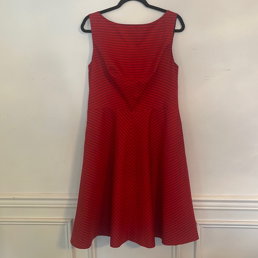 Isaac Mizrahi Red Stripe A-line Fit & Flare Sleeveless Dress - Picture 3 of 10